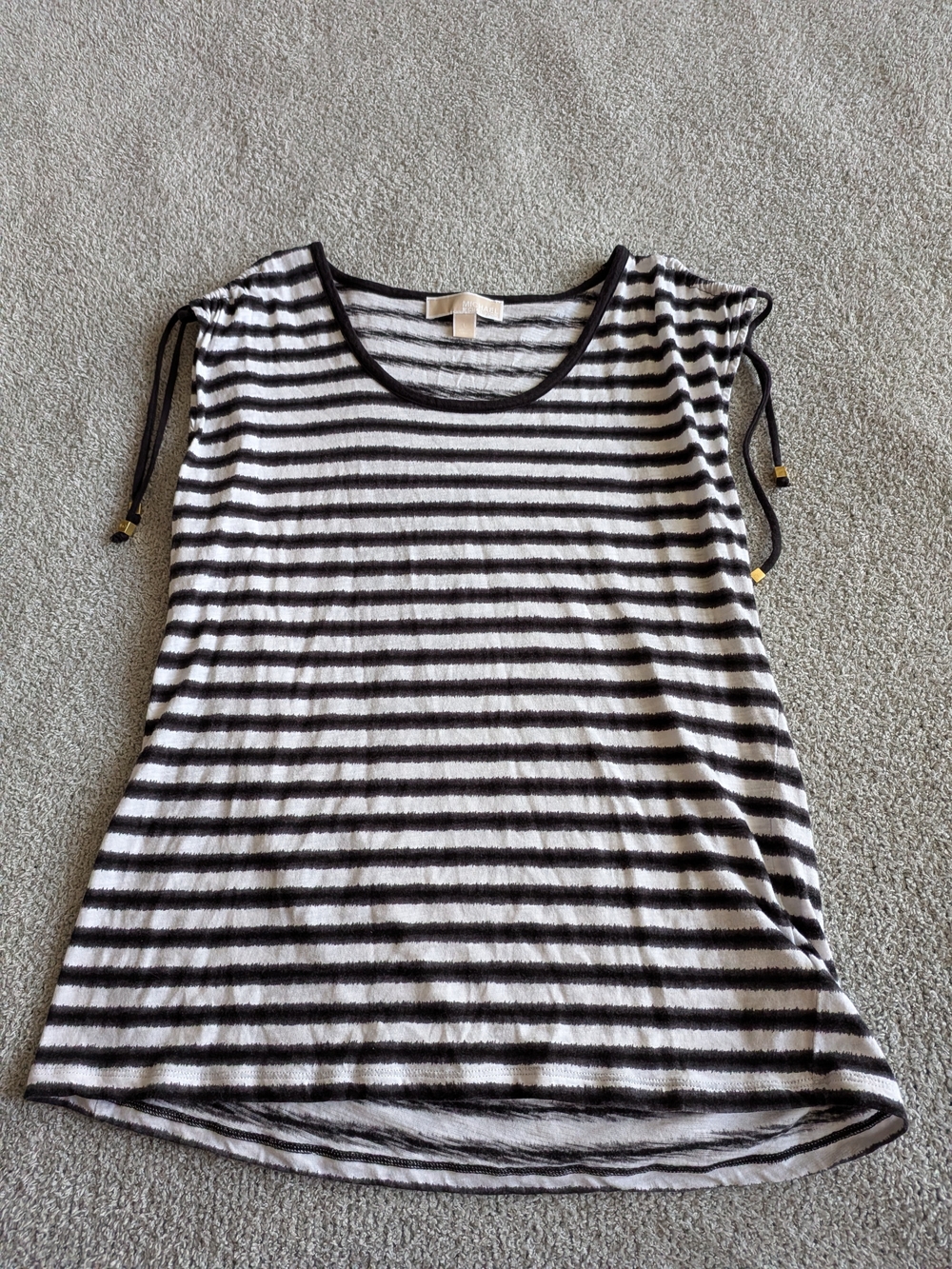 🌼B2G1🌼 Michael Kors Black & White Striped Short Sleeve Tee with Shoulder Ties